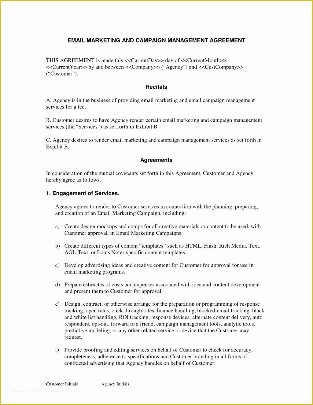 Free Marketing Contract Template Of Email Marketing Proposal Template