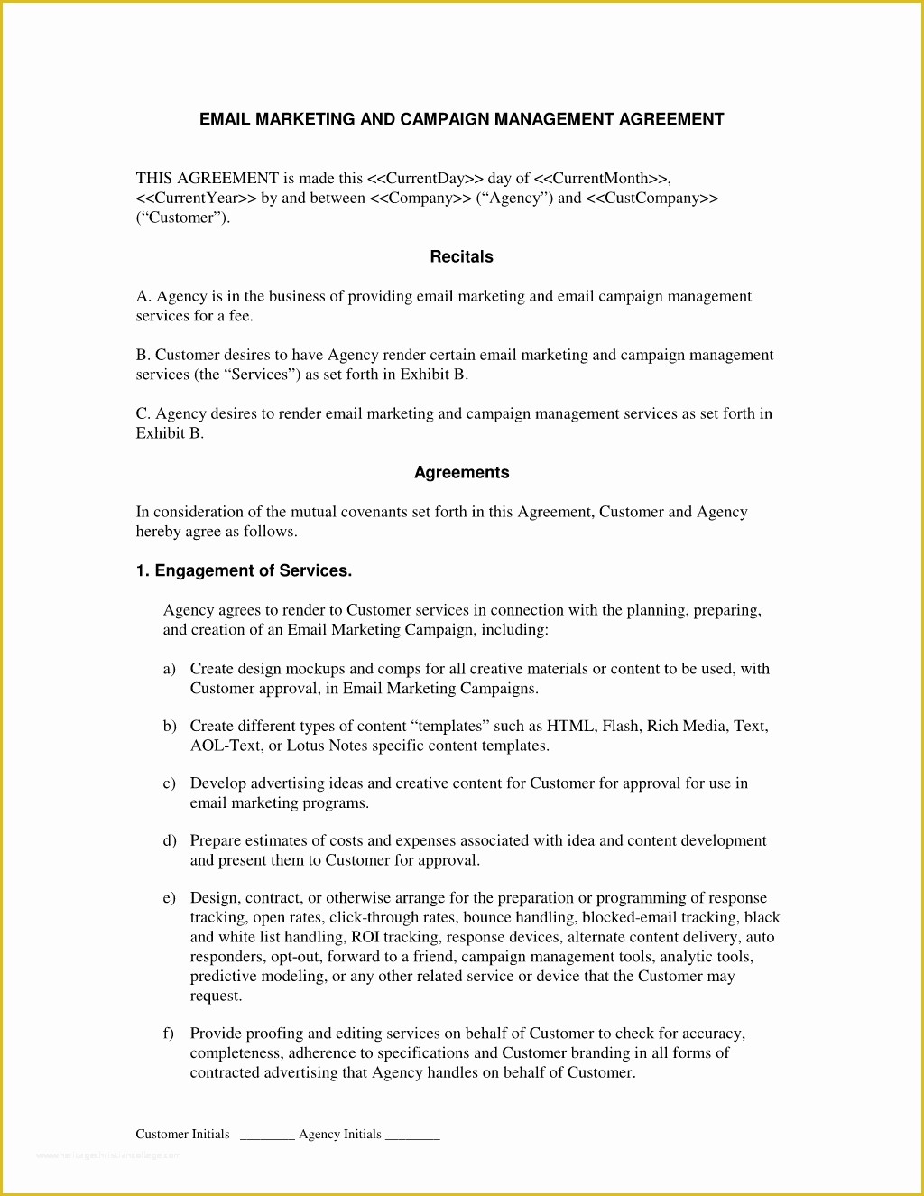 Free Marketing Contract Template Of Email Marketing Proposal Template