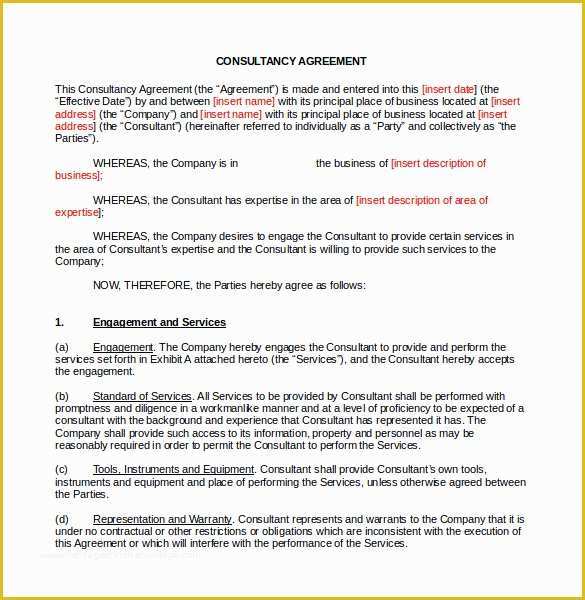 Free Marketing Contract Template Of Sample Consulting Contract Template 11 Documents In Pdf