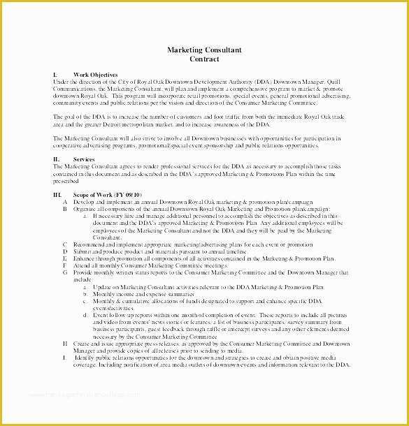 Free Marketing Contract Template Of Sample Marketing Agreement Consultant Contract Template