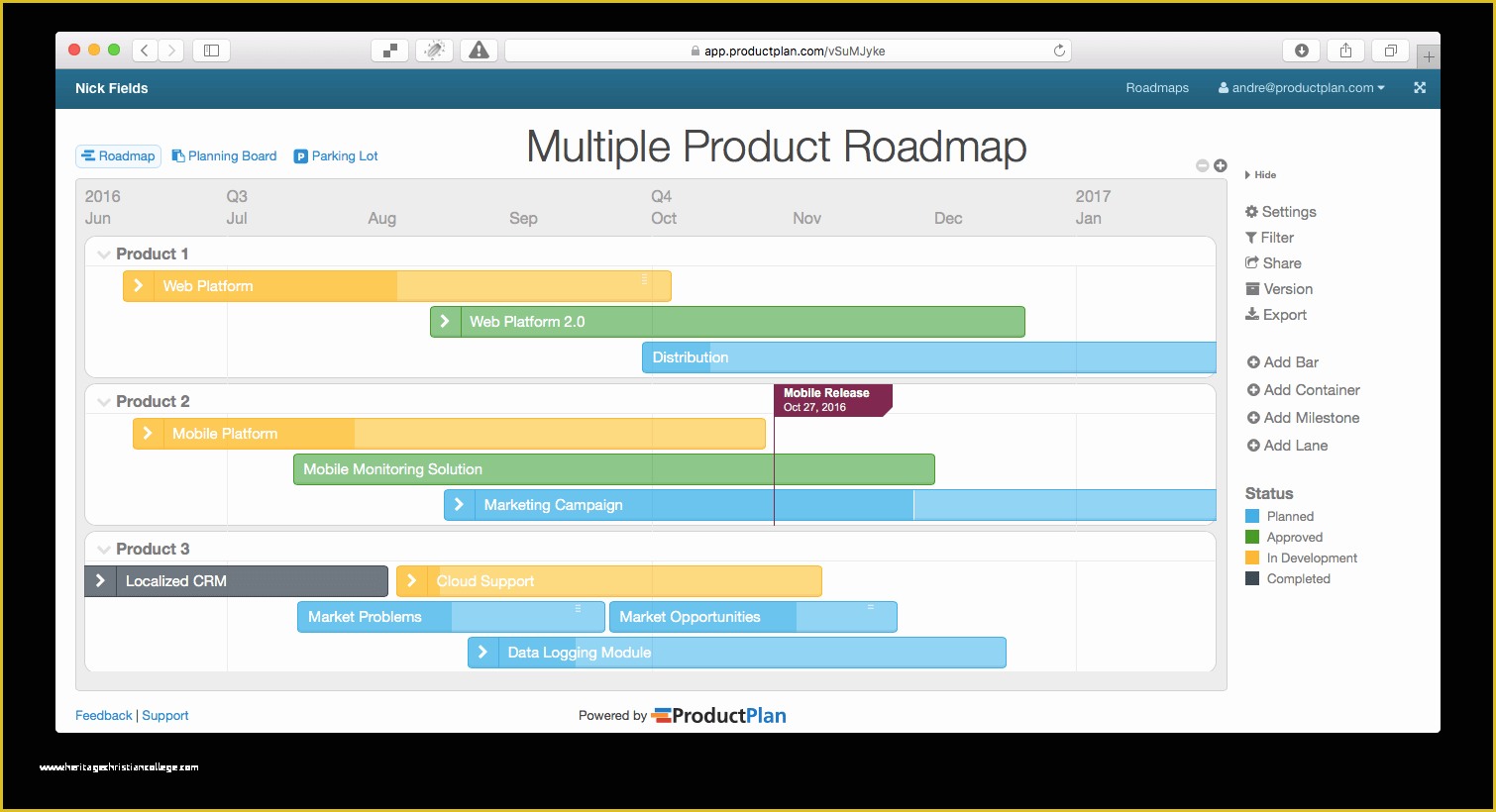 Free Marketing Roadmap Template Of 3 Example Roadmaps for Product Managers