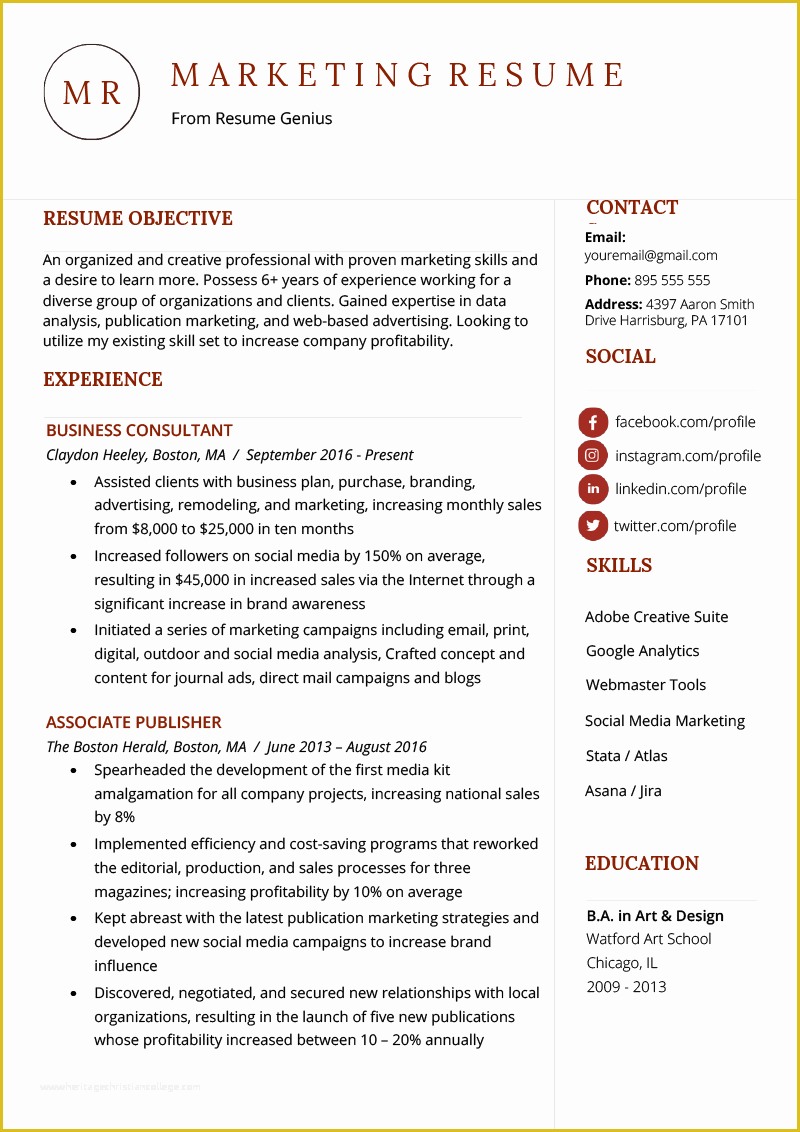 Free Marketing Templates Of Marketing Resume Sample &amp; Writing Tips