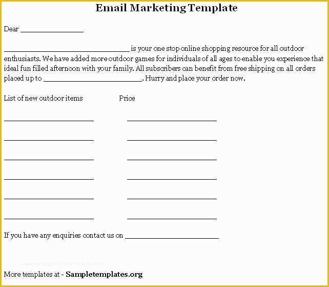Free Marketing Templates Of Sample Email Template for Marketing Example Of Sample
