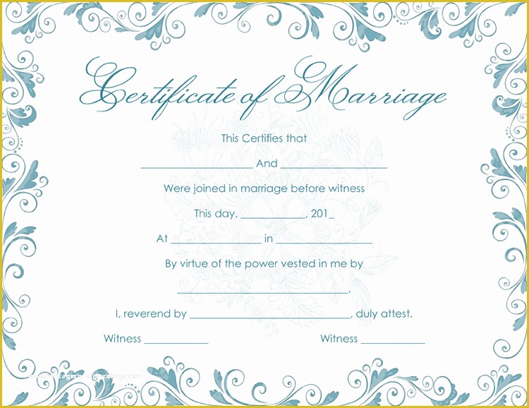 Free Marriage Certificate Template Microsoft Word Of Classic Bluish Marriage Certificate Template