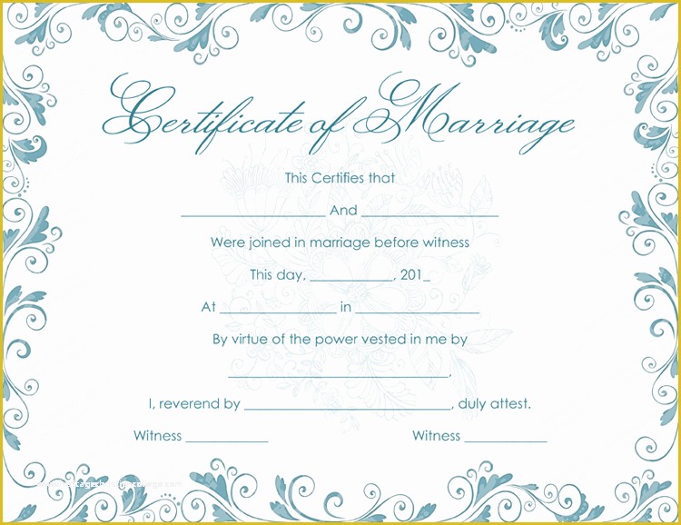 Free Marriage Certificate Template Microsoft Word Of Classic Bluish Marriage Certificate Template