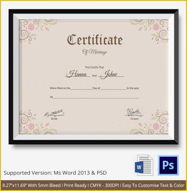 Free Marriage Certificate Template Microsoft Word Of Marriage Certificate Template 12 Free Word Pdf Psd