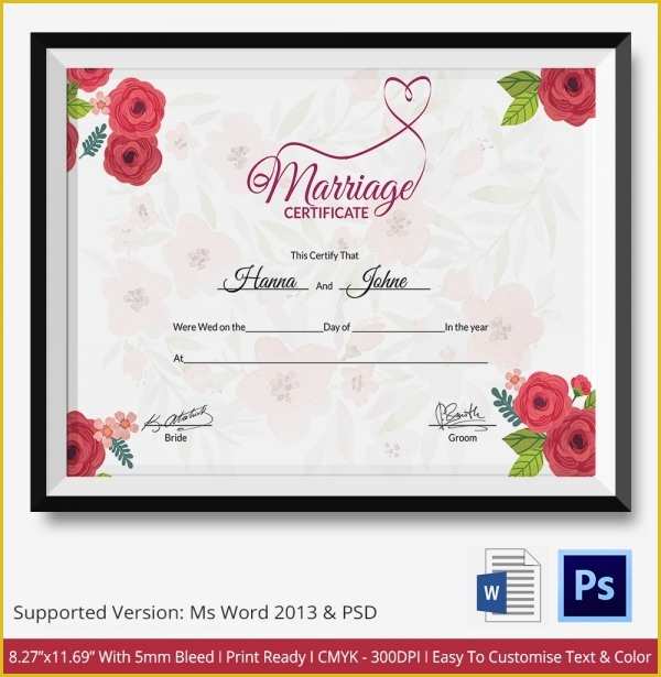 Free Marriage Certificate Template Microsoft Word Of Marriage Certificate Template 12 Free Word Pdf Psd