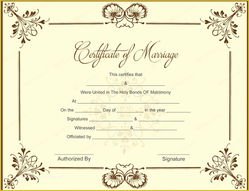 Free Marriage Certificate Template Microsoft Word Of Printable Marriage Certificate Templates 10 Editable