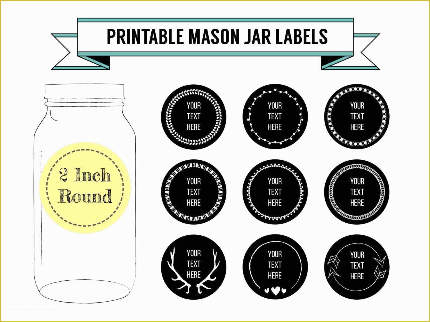 Our Best Gallery of Free Mason Jar Label Templates Of 56 Cute Mason Jar Lab...