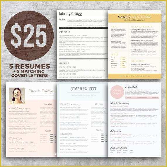 Free Matching Cover Letter and Resume Templates Of 5 Resume Bundle Matching Cover Letters Templates Editable