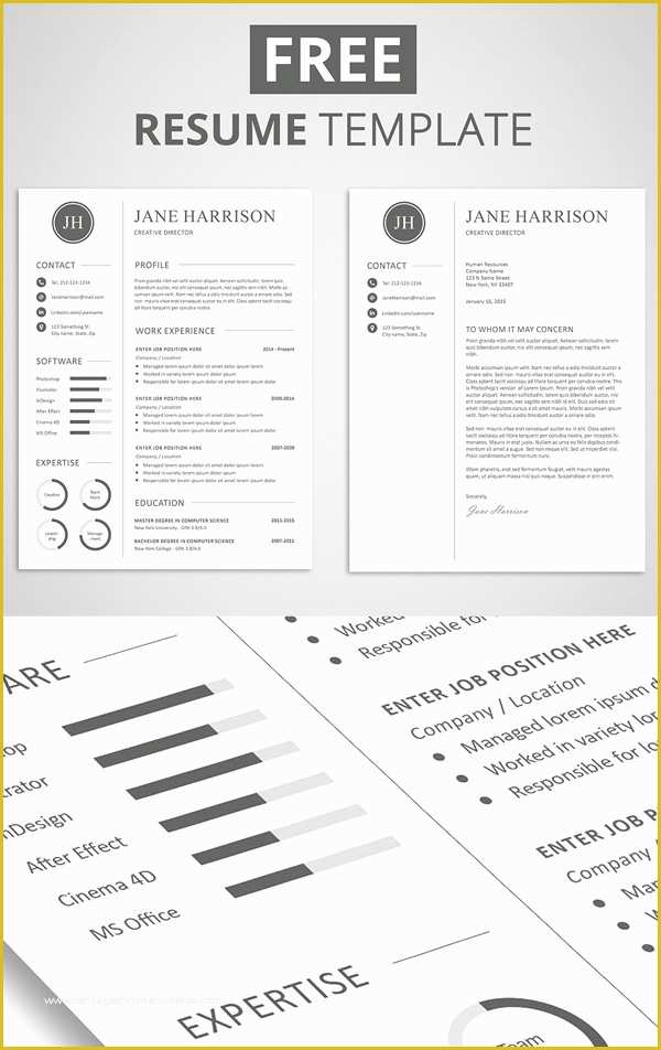 Free Matching Cover Letter and Resume Templates Of Free Minimalistic Cv Resume Templates with Cover Letter
