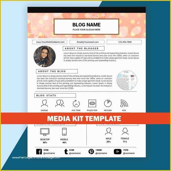 Free Media Kit Template Of Blog Media Kit Template Mixed Media Kit Instant by Resumesouk