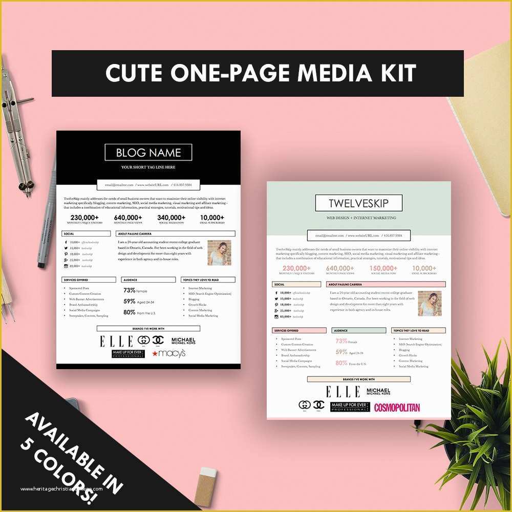 Free Media Kit Template Of Cute E Page Media Kit Template Press Kit Pastel Black