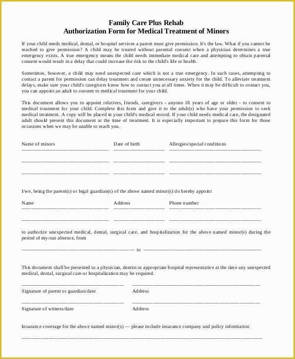 Free Medical Consent form Template Of 10 Printable Medical Authorization forms Pdf Doc