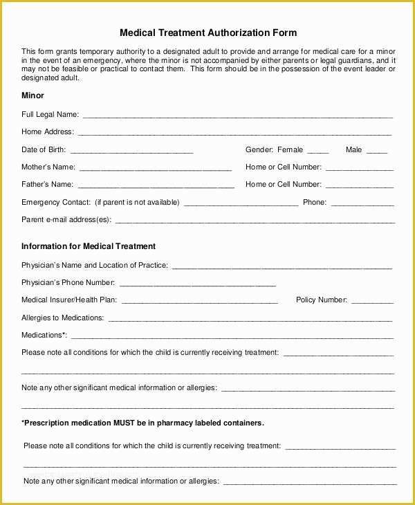 Free Medical Consent form Template Of 10 Printable Medical Authorization forms Pdf Doc
