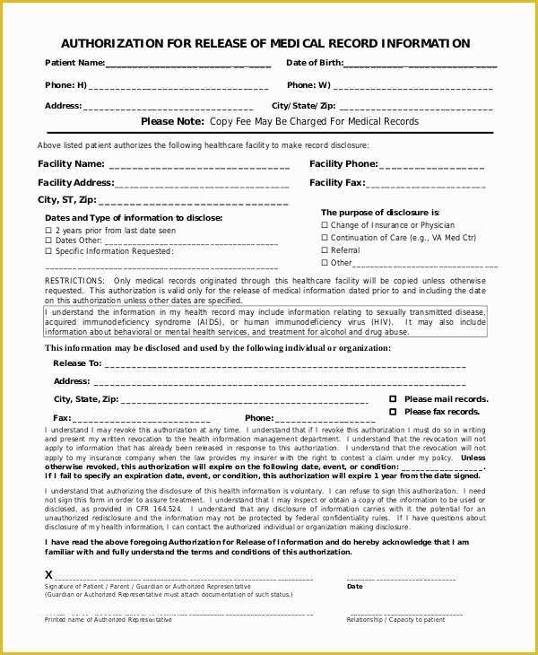 Free Medical Consent form Template Of 10 Printable Medical Authorization forms Pdf Doc