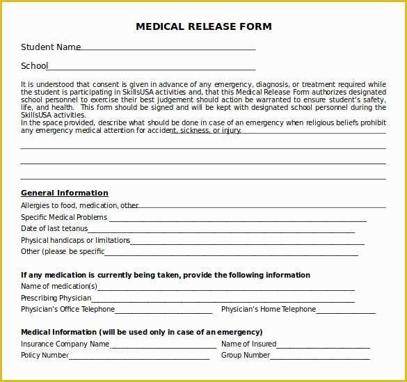 Free Medical Consent form Template Of 11 Medical Release forms