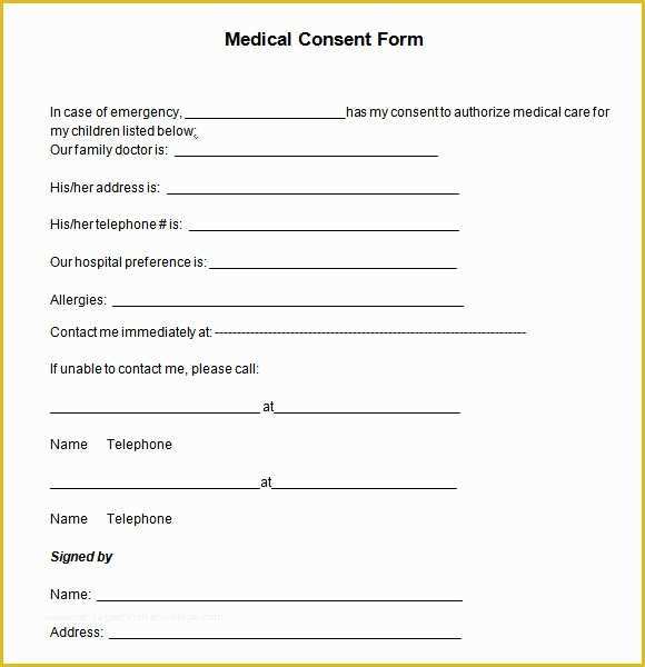 Free Medical Consent form Template Of 7 Sample Medical Consent forms to Download