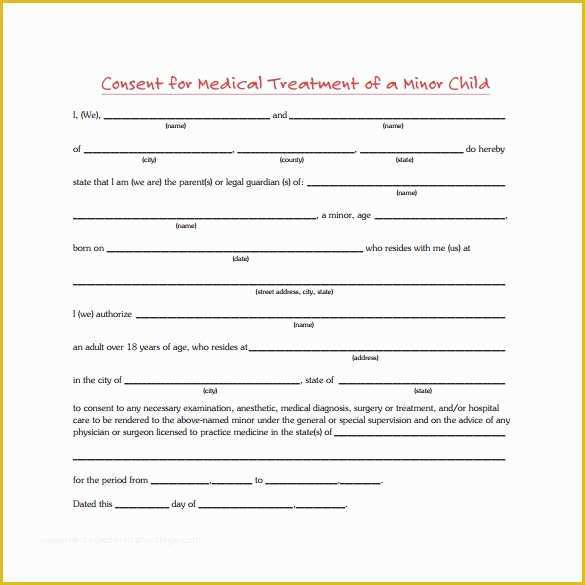 Free Medical Consent Form Template Of 7 Sample Medical Consent Forms To 