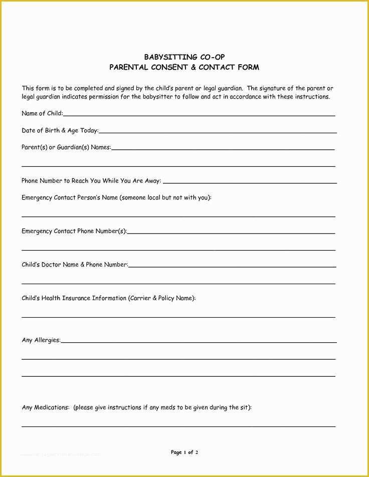 Free Medical Consent form Template Of Babysitter Medical Consent form Template