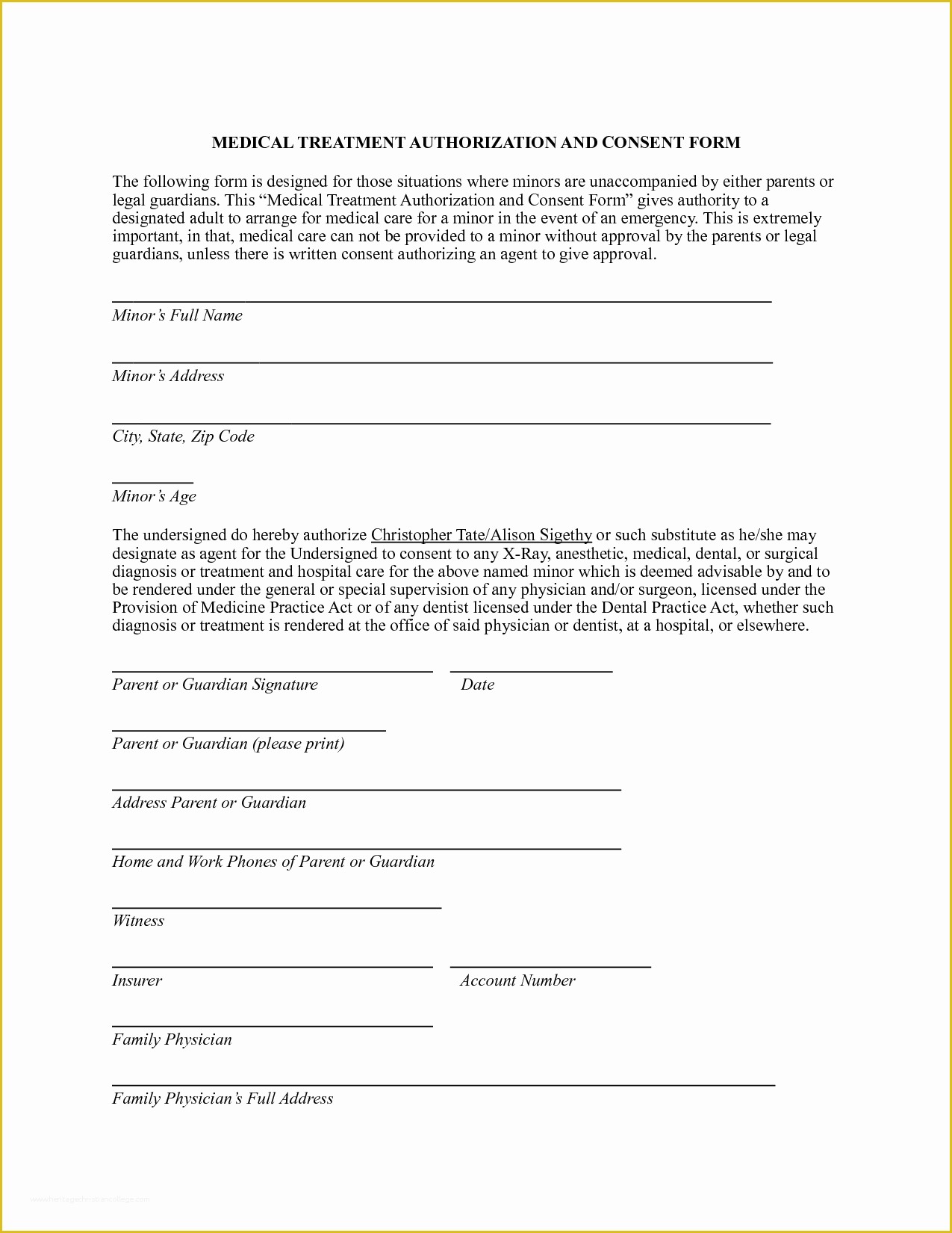 Free Medical Consent form Template Of Best S Of Printable Medical Consent form Free