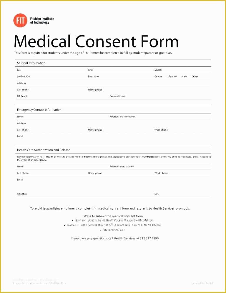 Free Medical Consent form Template Of Free Medical Release Template Sample form Information