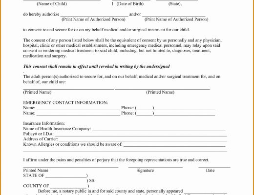 Free Medical Consent form Template Of Free Printable Medical Consent form Ideas Free Child