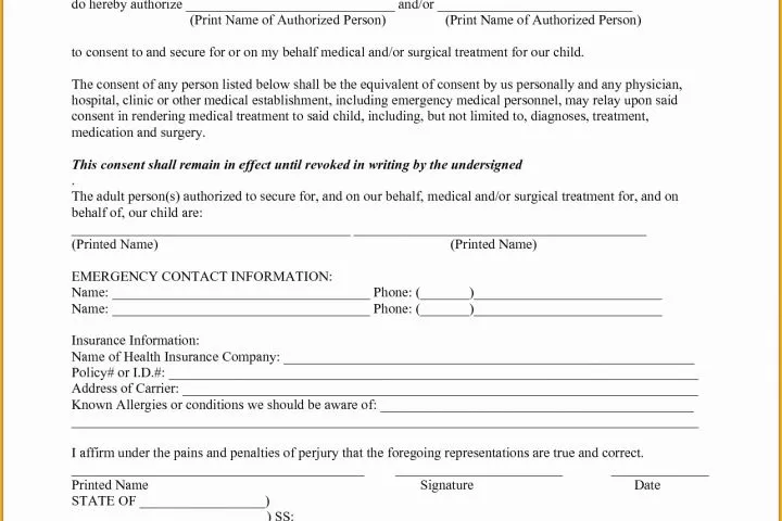 Free Medical Consent form Template Of Free Printable Medical Consent form Ideas Free Child