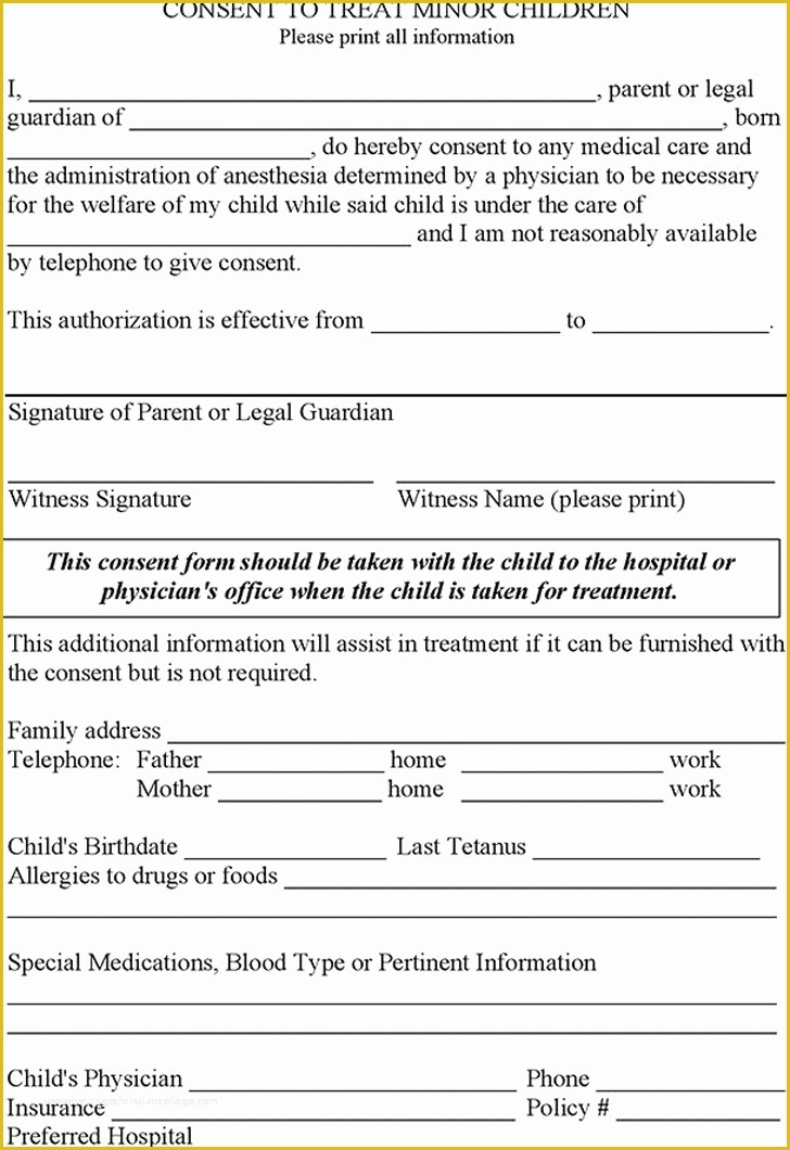 Free Medical Consent form Template Of Medical Consent form – Templates Free Printable