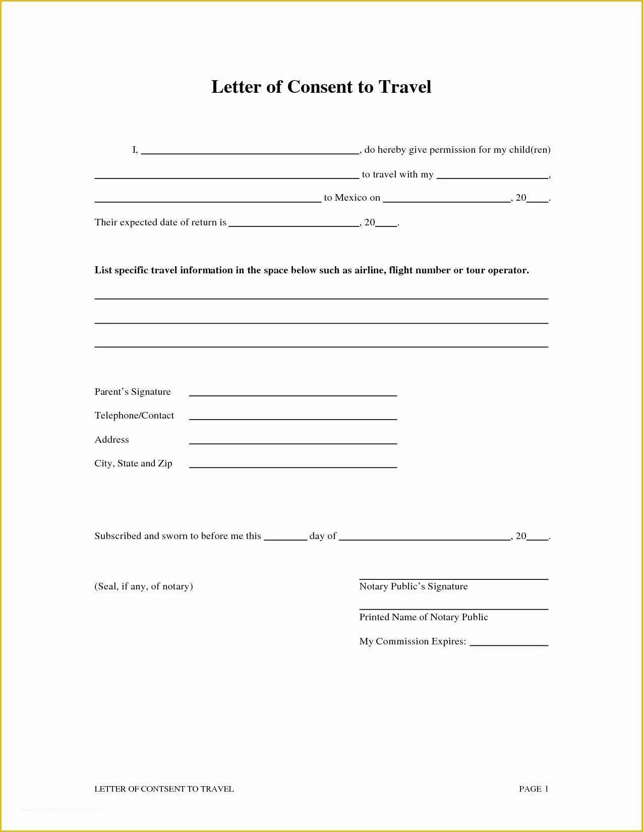 Free Medical Consent form Template Of Travel Consent Letter Template Samples