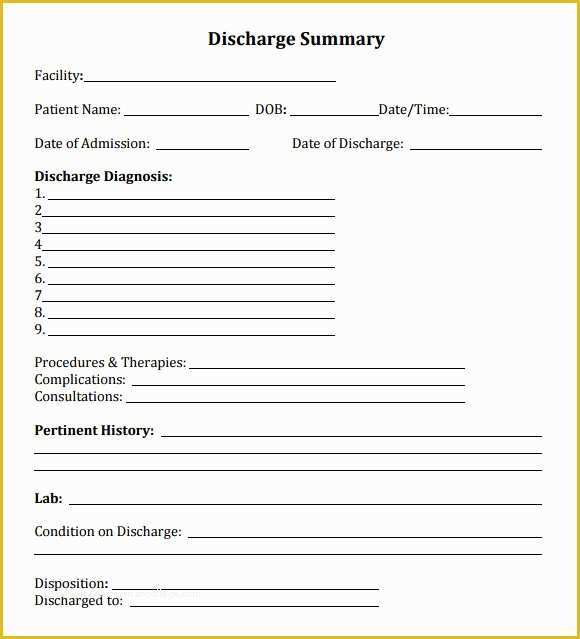 Free Medical Discharge forms Templates Of 8 Sample Discharge Summary Templates – Pdf Word