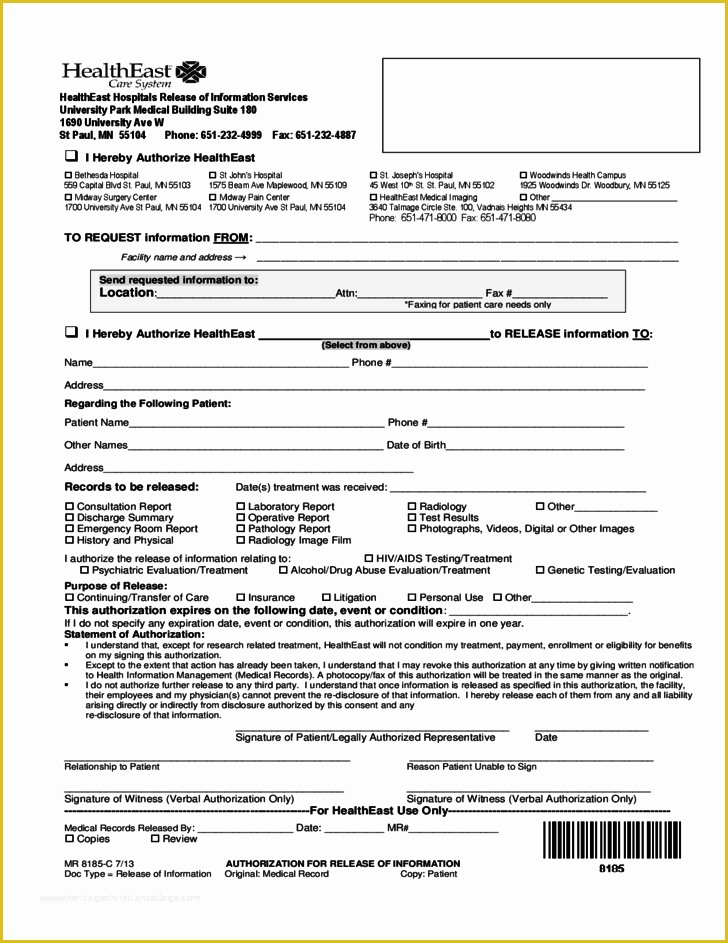 Free Medical Discharge forms Templates Of Hospital Release Sample form Free Download