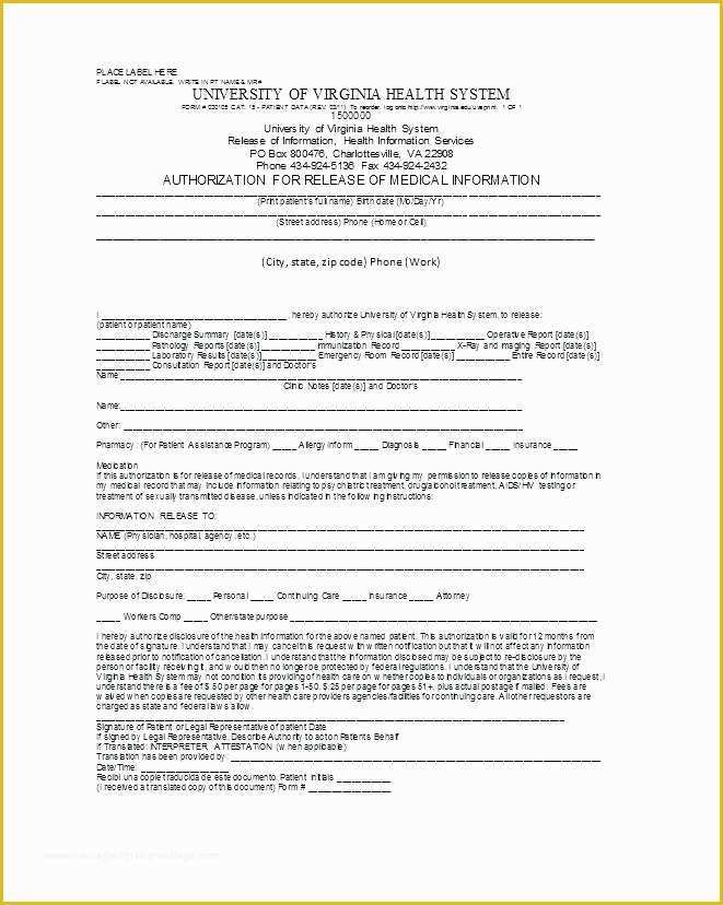 Free Medical Discharge forms Templates Of Medical Records Release form Template Patient History