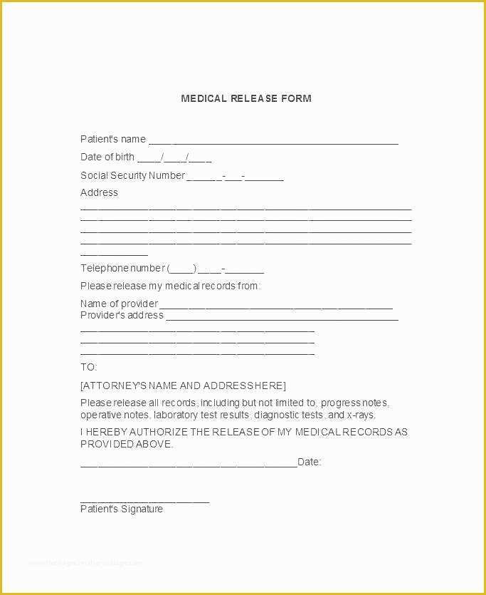 Free Medical Discharge forms Templates Of Patient Release form Template Medical Records Release form