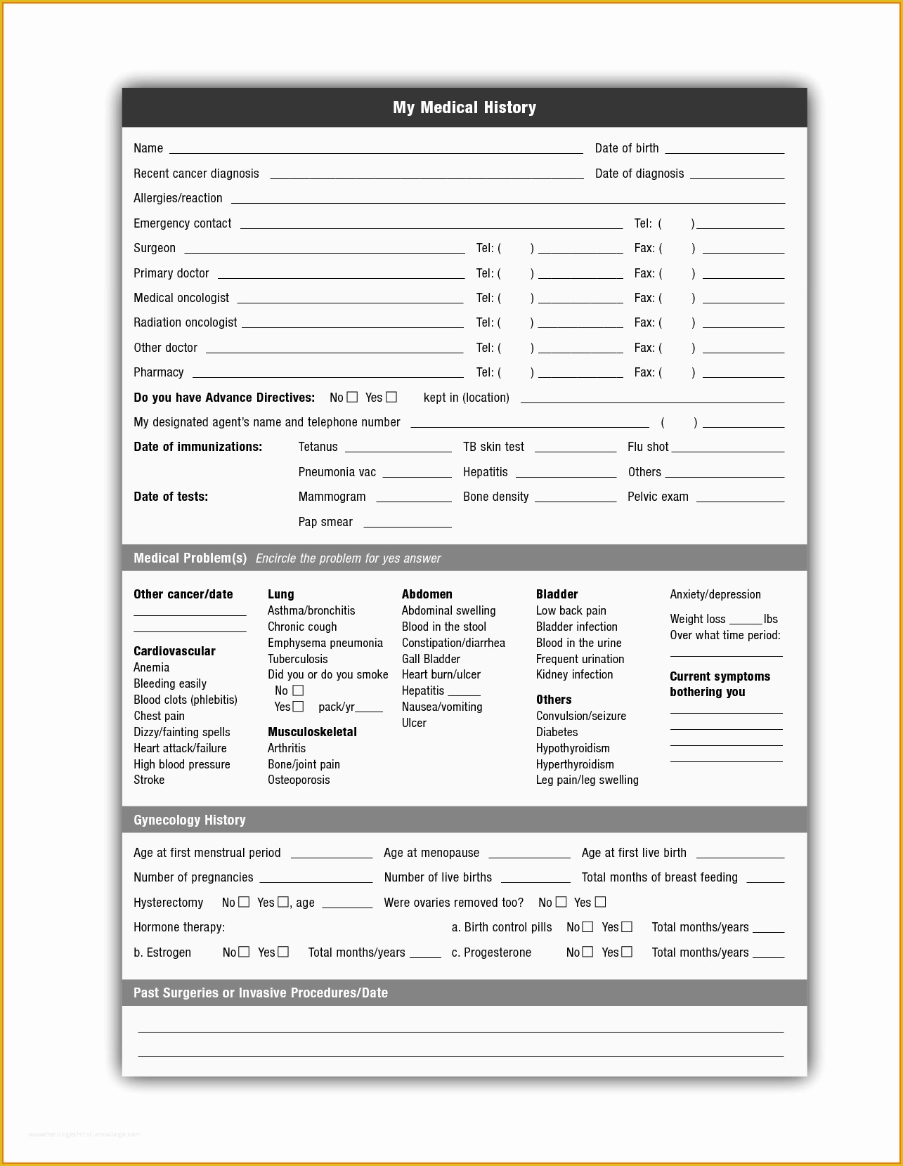 Free Medical forms Templates Of 14 Free Printable Medical forms Plantemplate Info History