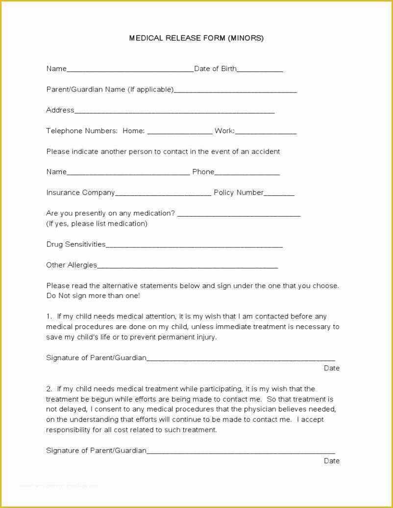 Free Medical forms Templates Of 7 Best Of Free Printable Medical Release form
