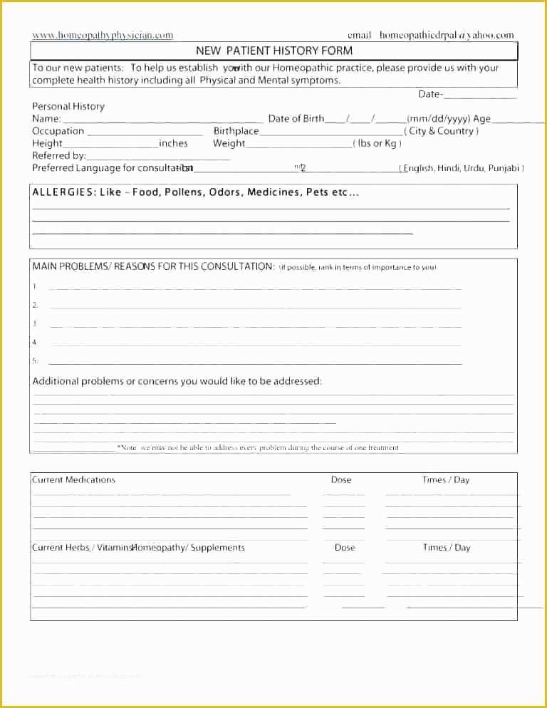Free Medical forms Templates Of Health History Template Personal Medical History Template