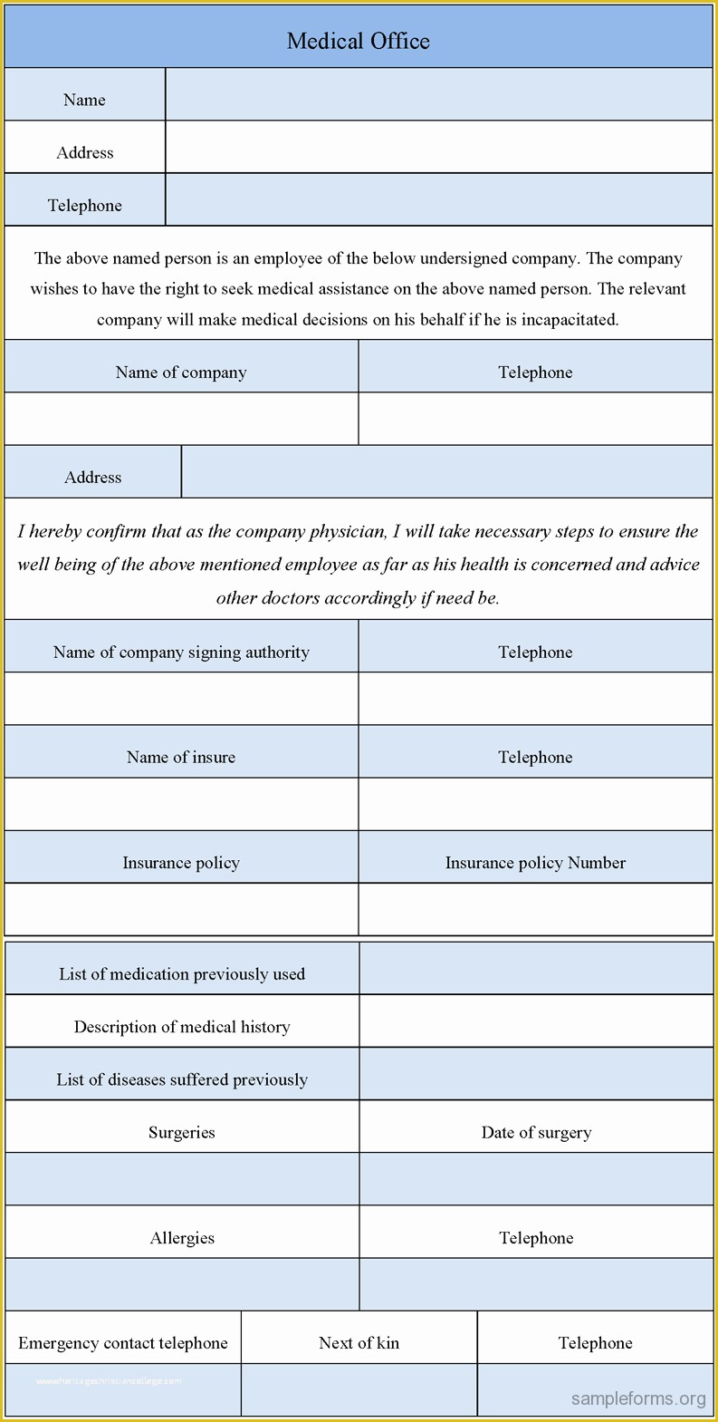 Free Medical forms Templates Of Medical Fice form Template Sample forms