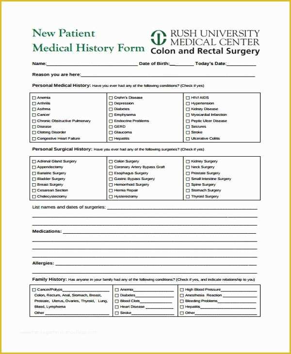 Free Medical forms Templates Of Medical form Templates
