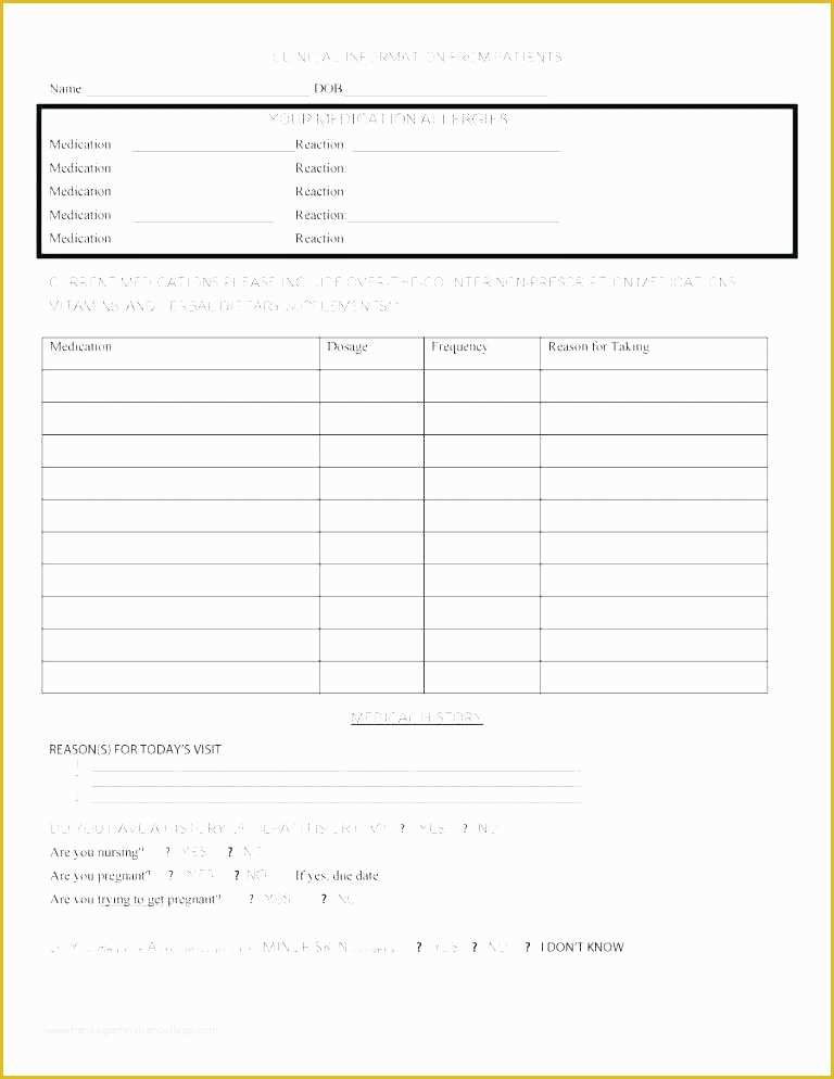 Free Medical forms Templates Of Medical form Templates Patient History Free Health Template