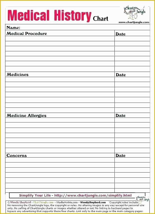 Free Medical forms Templates Of Medical Health form Template Medical History form
