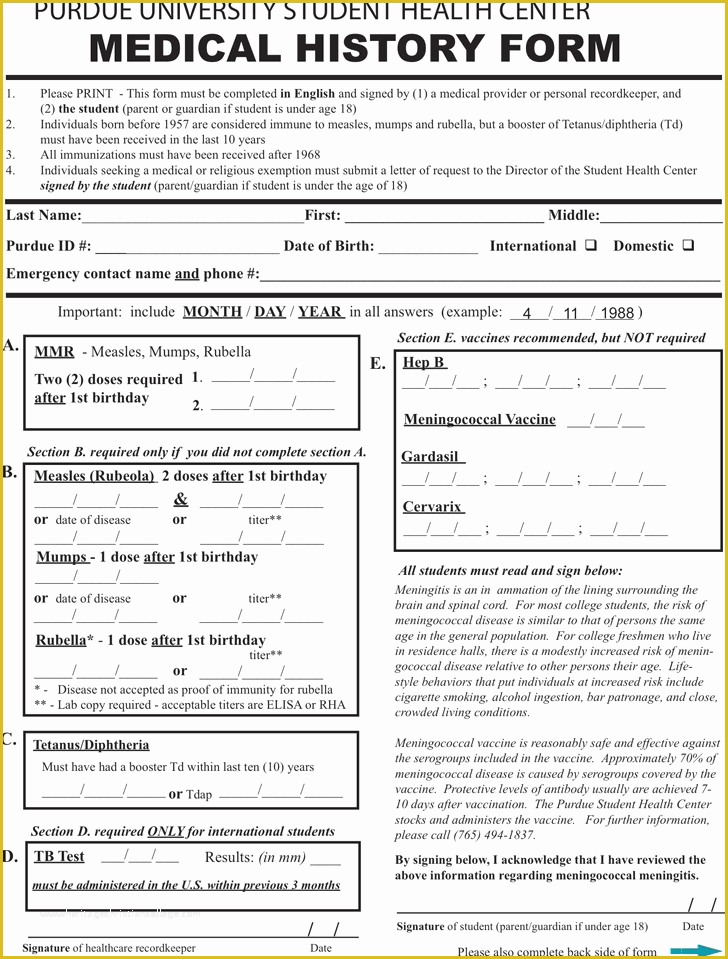 Free Medical forms Templates Of Medical History form – Templates Free Printable
