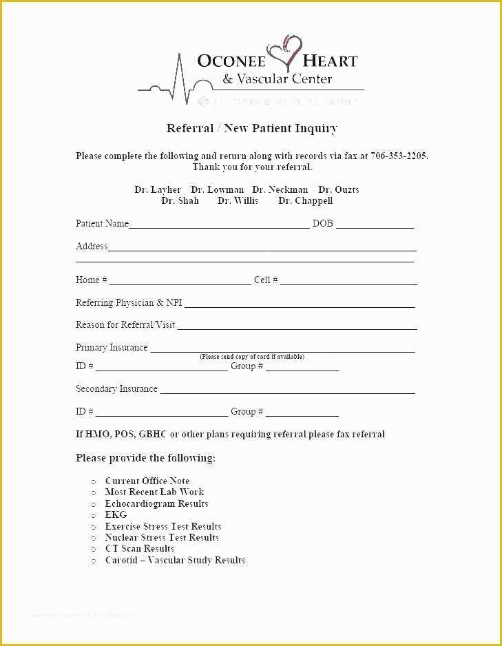 Free Medical forms Templates Of Patient Referral form Template Free Medical Referral form