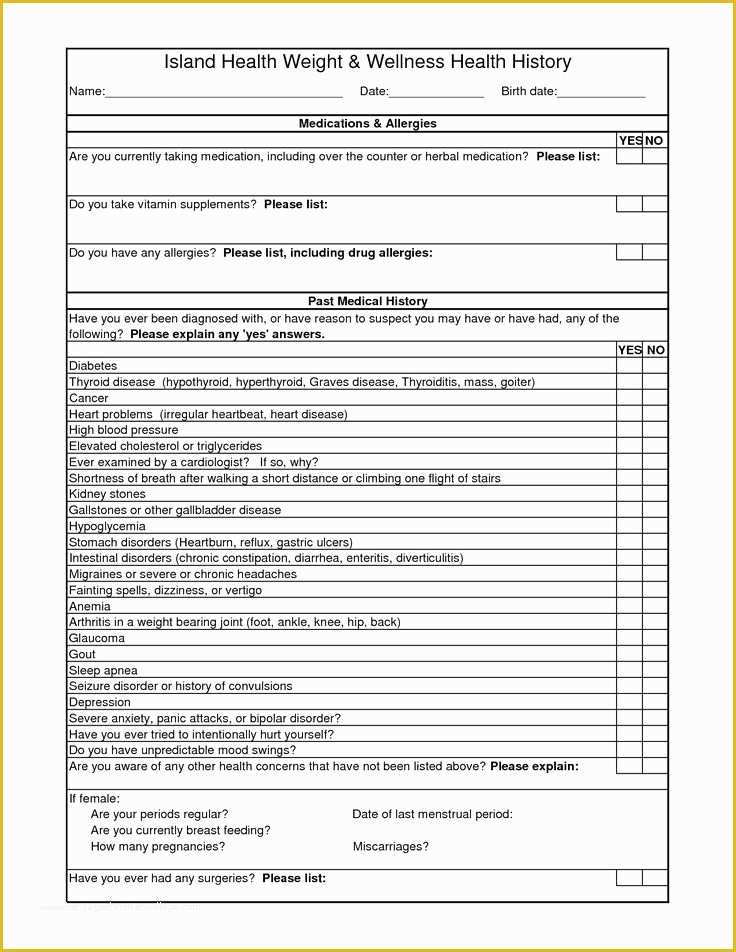 Free Medical forms Templates Of Personal Medical History form Template