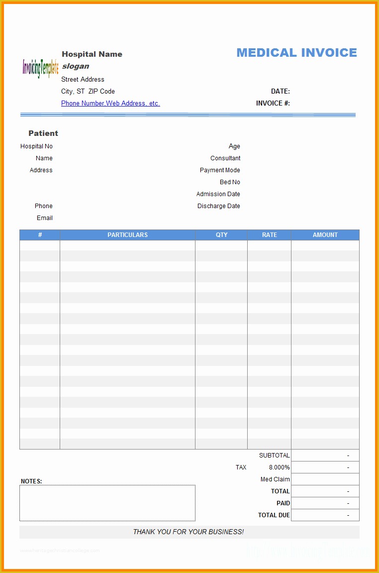 Free Medical Invoice Template Of 8 Medical Billing Invoice Template Free