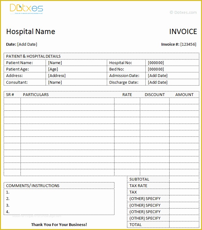 Free Medical Invoice Template Of Free Invoice Template for Word Excel Open Fice and