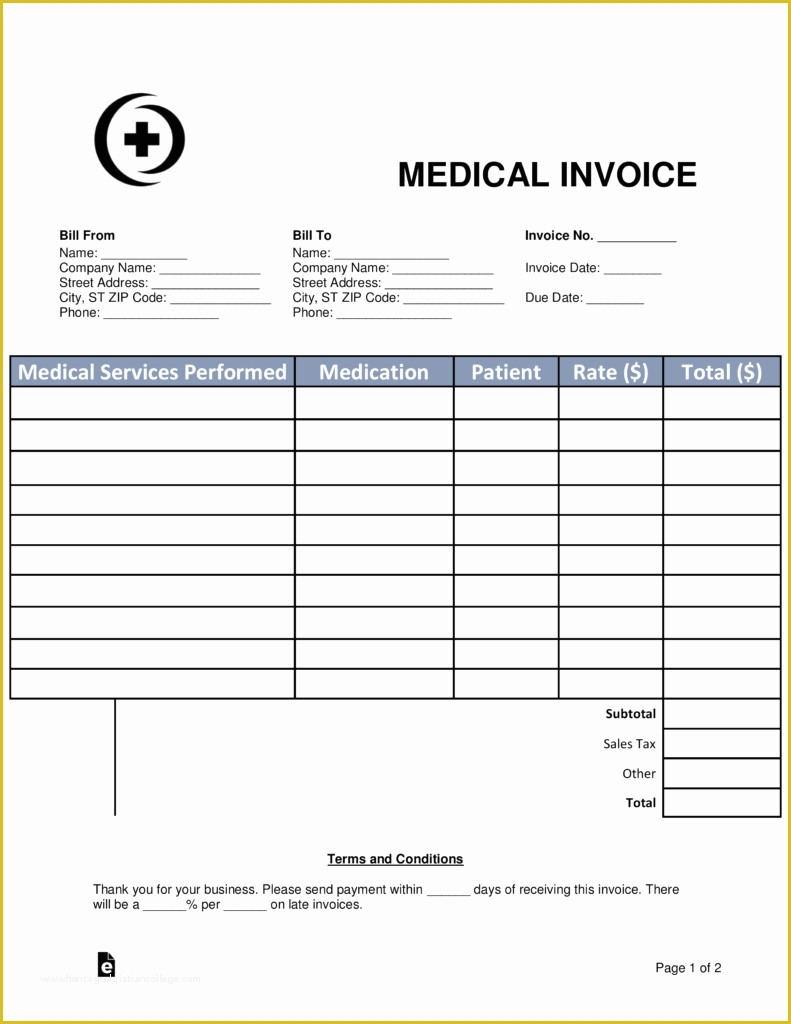 Free Medical Invoice Template Of Free Medical Invoice Template Word Pdf