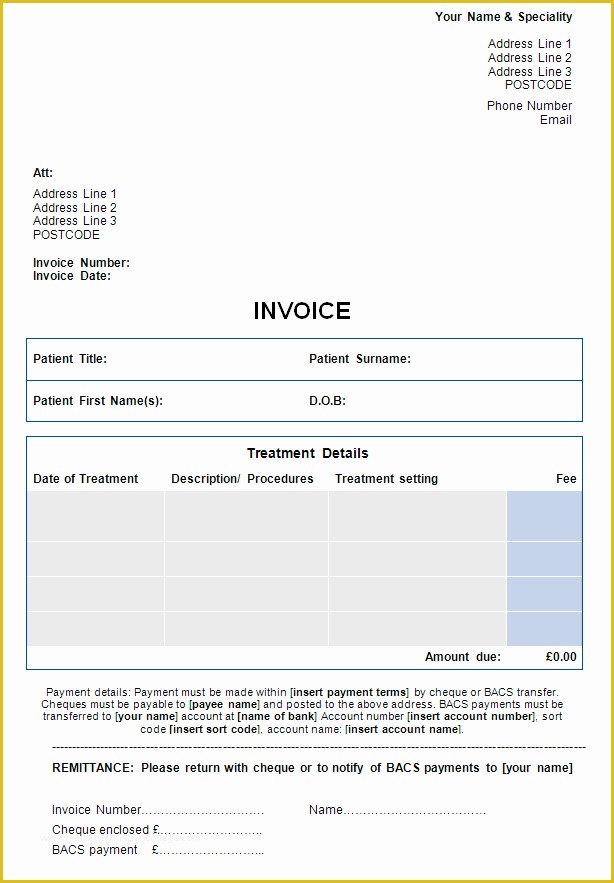 Free Medical Invoice Template Of Invoice Template for Self Pay Patients Medical Billing