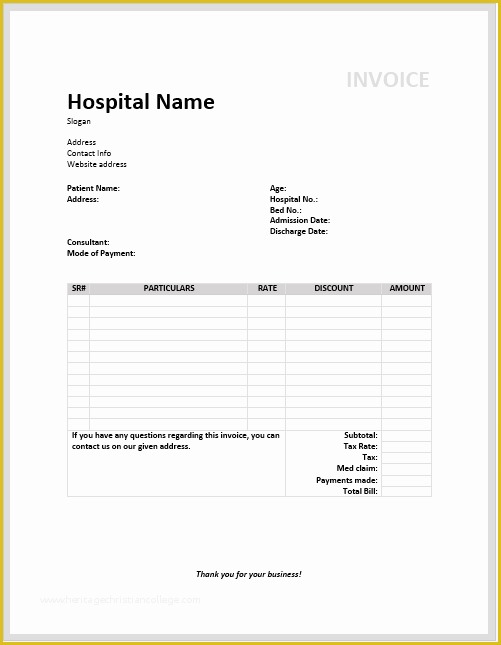 Free Medical Invoice Template Of Medical Invoice Template