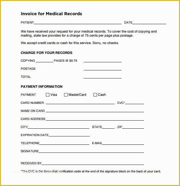 Free Medical Invoice Template Of Medical Records Fee Invoice